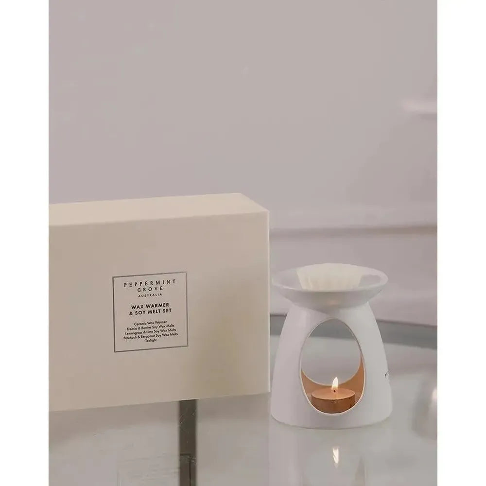 Ceramic Wax Warmer & Soy Melt Gift Set by Peppermint Grove-Candles2go