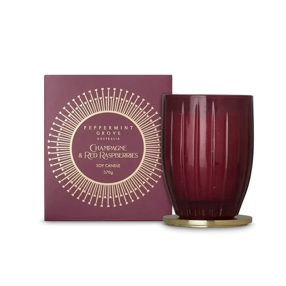 Christmas Limited Edition Peppermint Grove Champagne & Red Raspberries 370g Candle 2025-Candles2go