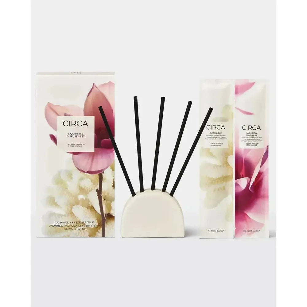 Circa Oceanique and Jasmine and Magnolia Liquidless Diffuser Scent Stem Duo-Candles2go