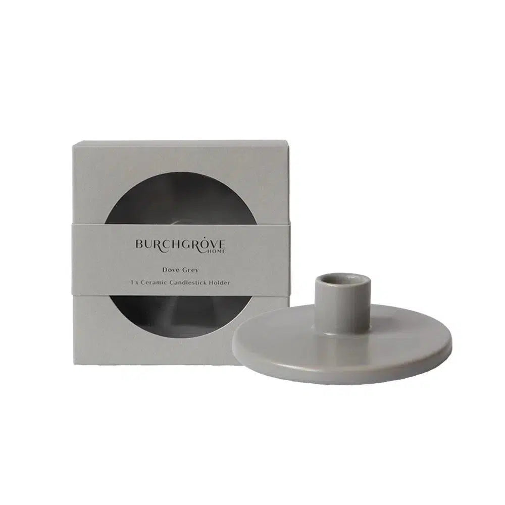 Dove Grey Ceramic Candlestick Holder by Peppermint Grove-Candles2go