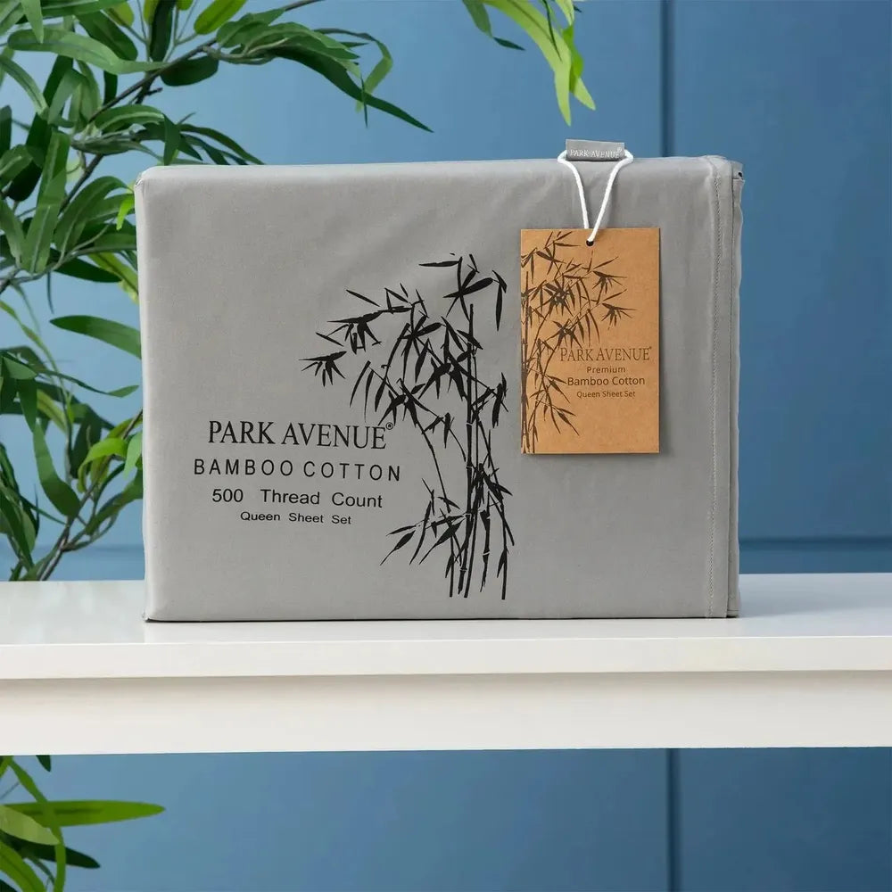 Park Avenue 500TC Bamboo Cotton Sheet Split Queen Charcoal-Candles2go
