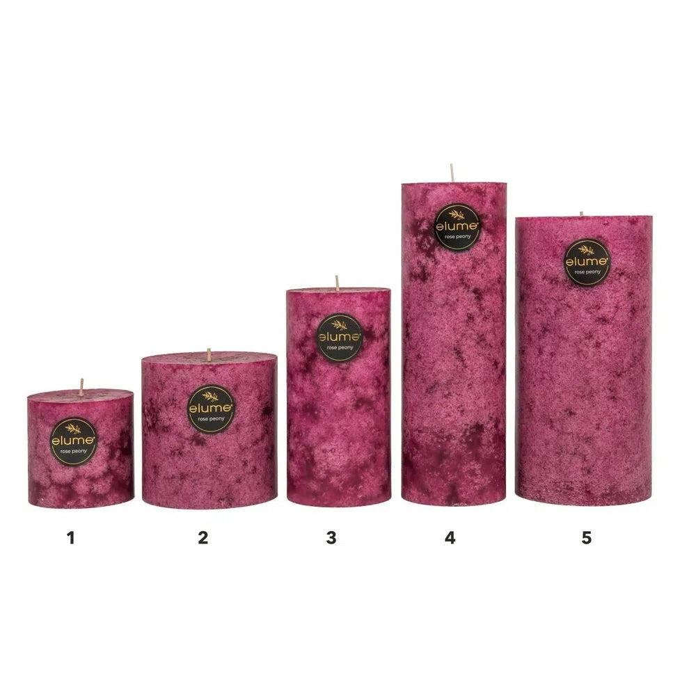 Rose Peony Round 10 x 10cm Pillar Candle by Elume-Candles2go