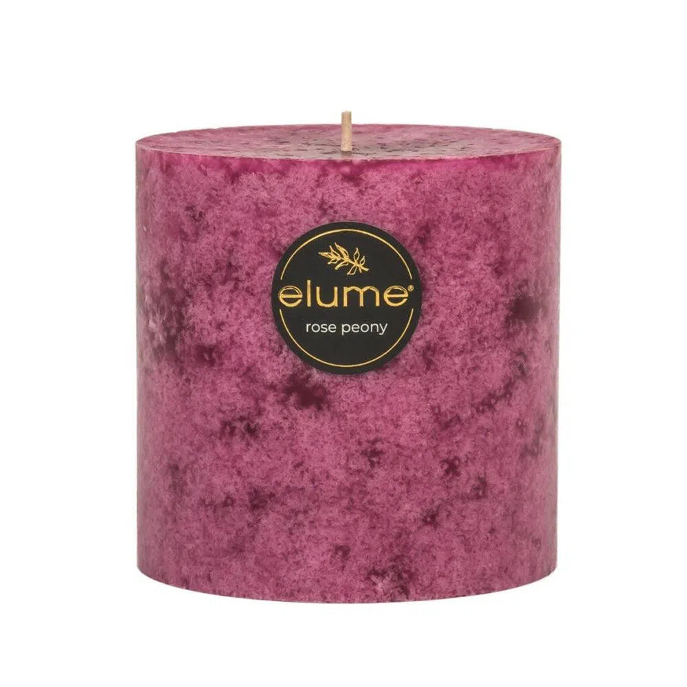 Rose Peony Round 10 x 10cm Pillar Candle by Elume-Candles2go