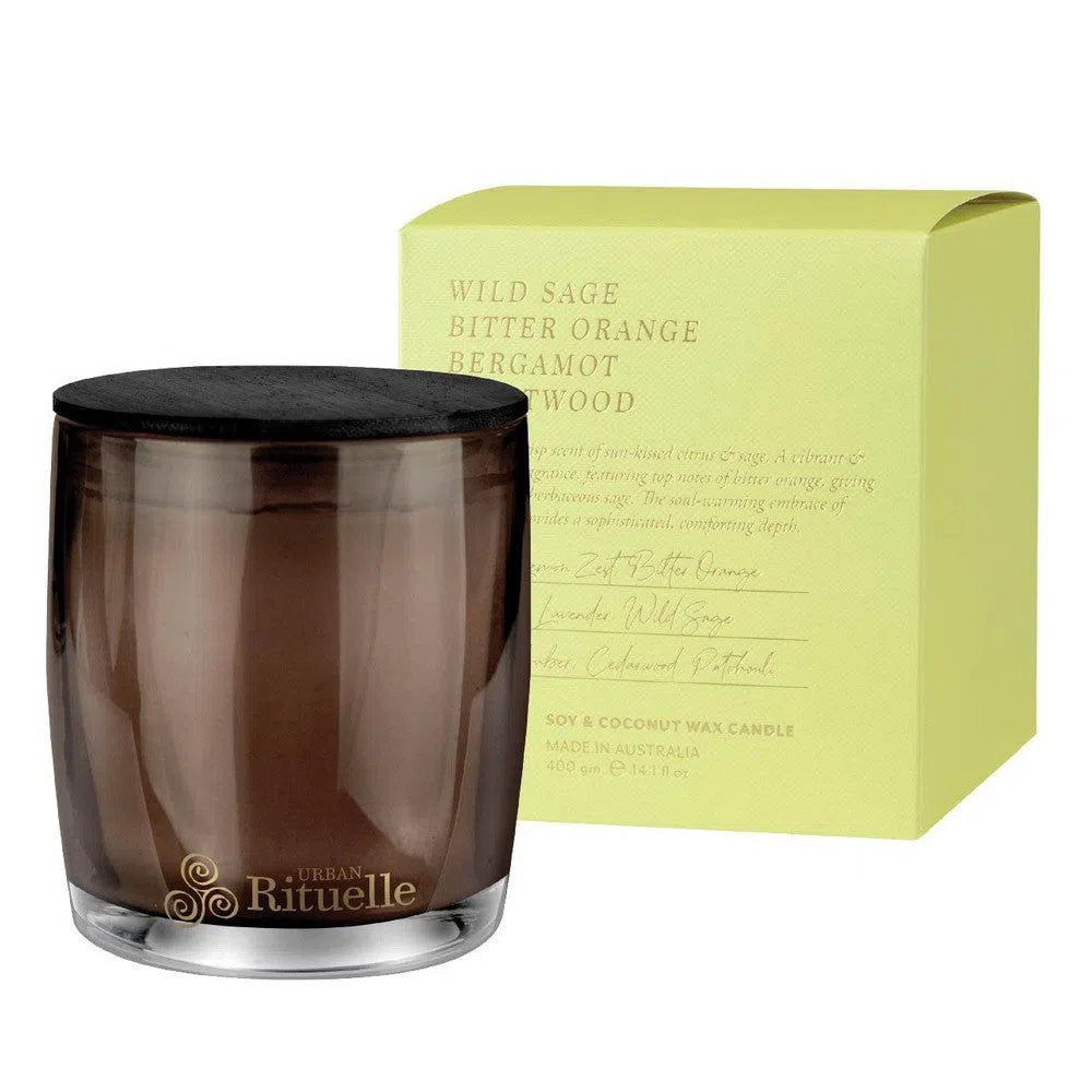 Wild Sage, Bitter Orange, Bergamot and Driftwood 400g Candle by Urban Rituelle-Candles2go