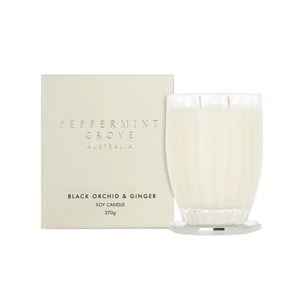 Black Orchid and Ginger Candle 370g by Peppermint Grove-Candles2go