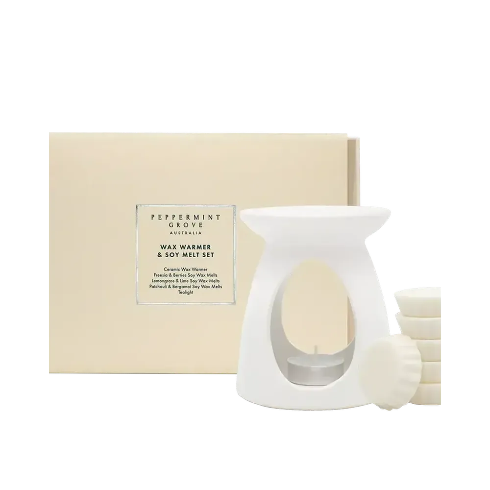 Ceramic Wax Warmer & Soy Melt Gift Set by Peppermint Grove-Candles2go