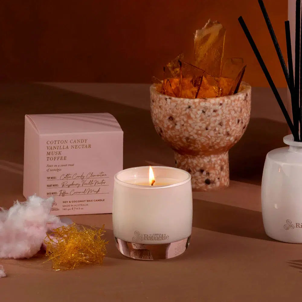 Christmas 2024 Cotton Candy, Vanilla Nectar, Musk & Toffee Soy Candle 140g by Urban Rituelle-Candles2go