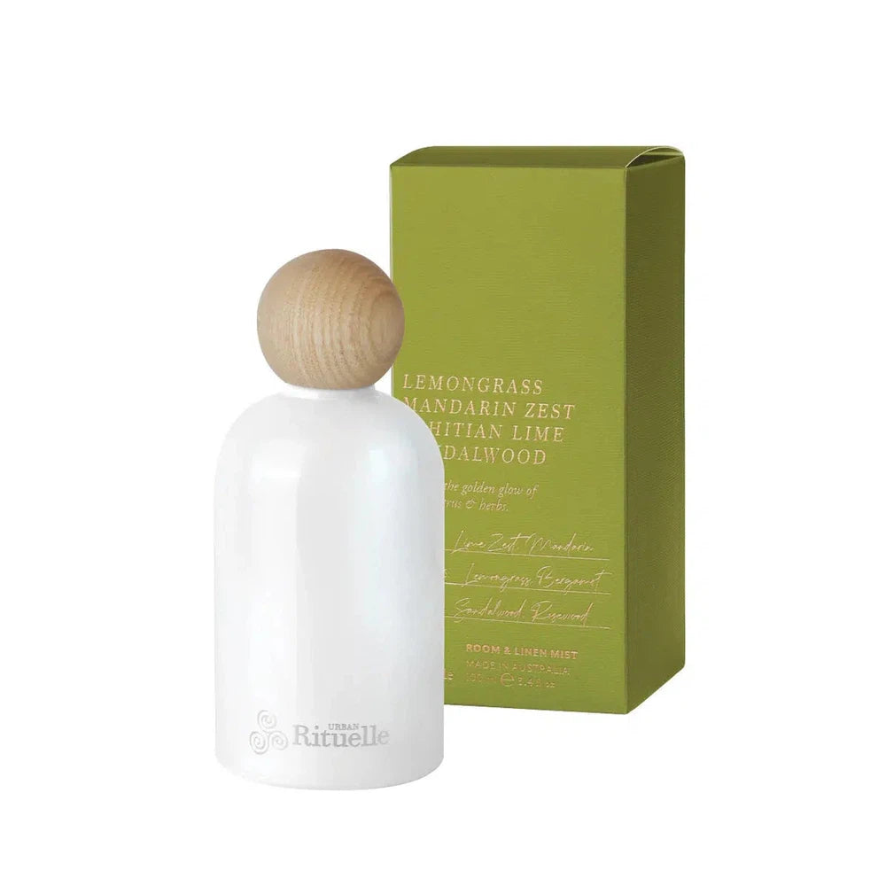 Christmas 2024 Lemongrass, Mandarin Zest, Tahitian Lime & Sandalwood 100ml Room and Linen Mist by Urban Rituelle-Candles2go