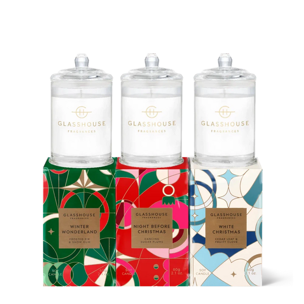 Christmas Limited Edition Christmas Candle Trio Pack 60g by Glasshouse Fragrances-Candles2go