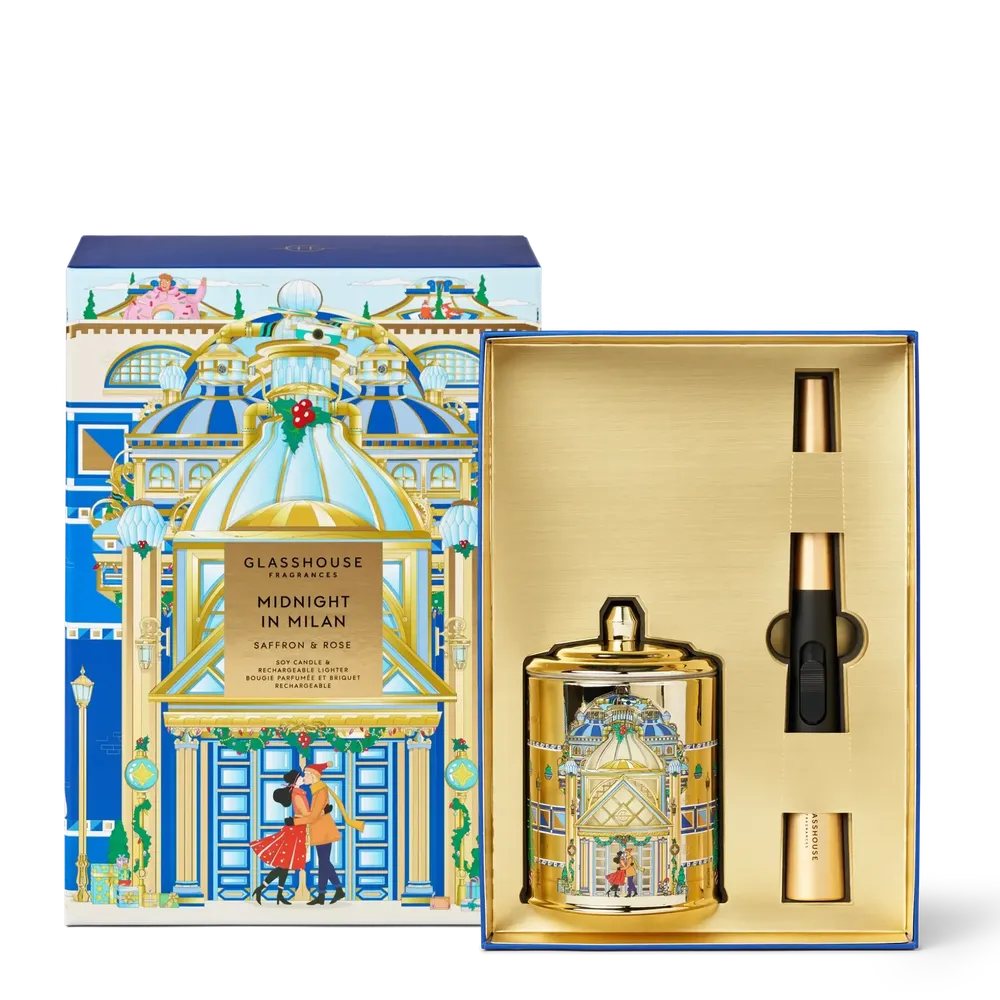 Christmas Limited Edition Glasshouse Midnight In Milan 380g Candle & Rechargeable Lighter Gift Set 2025-Candles2go