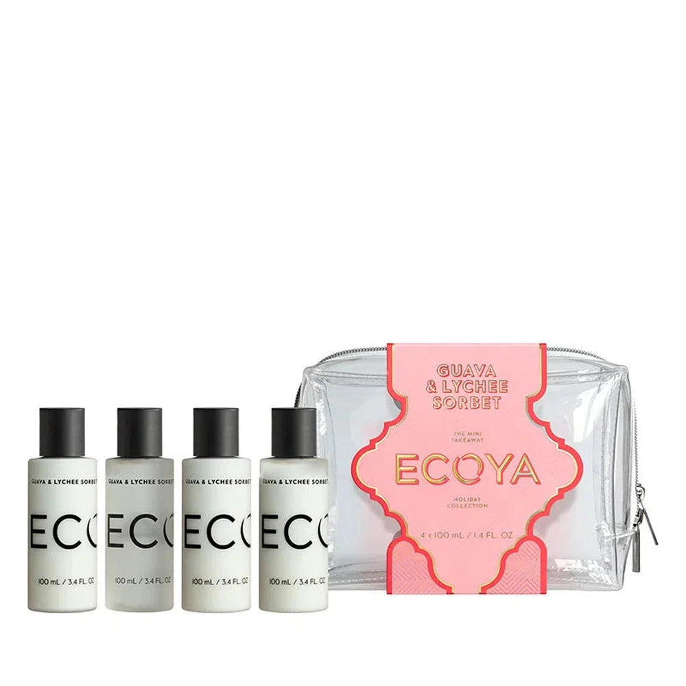 Ecoya Guava & Lychee Sorbet Mini Takeaway Gift Set Limited Edition Christmas 2024-Candles2go