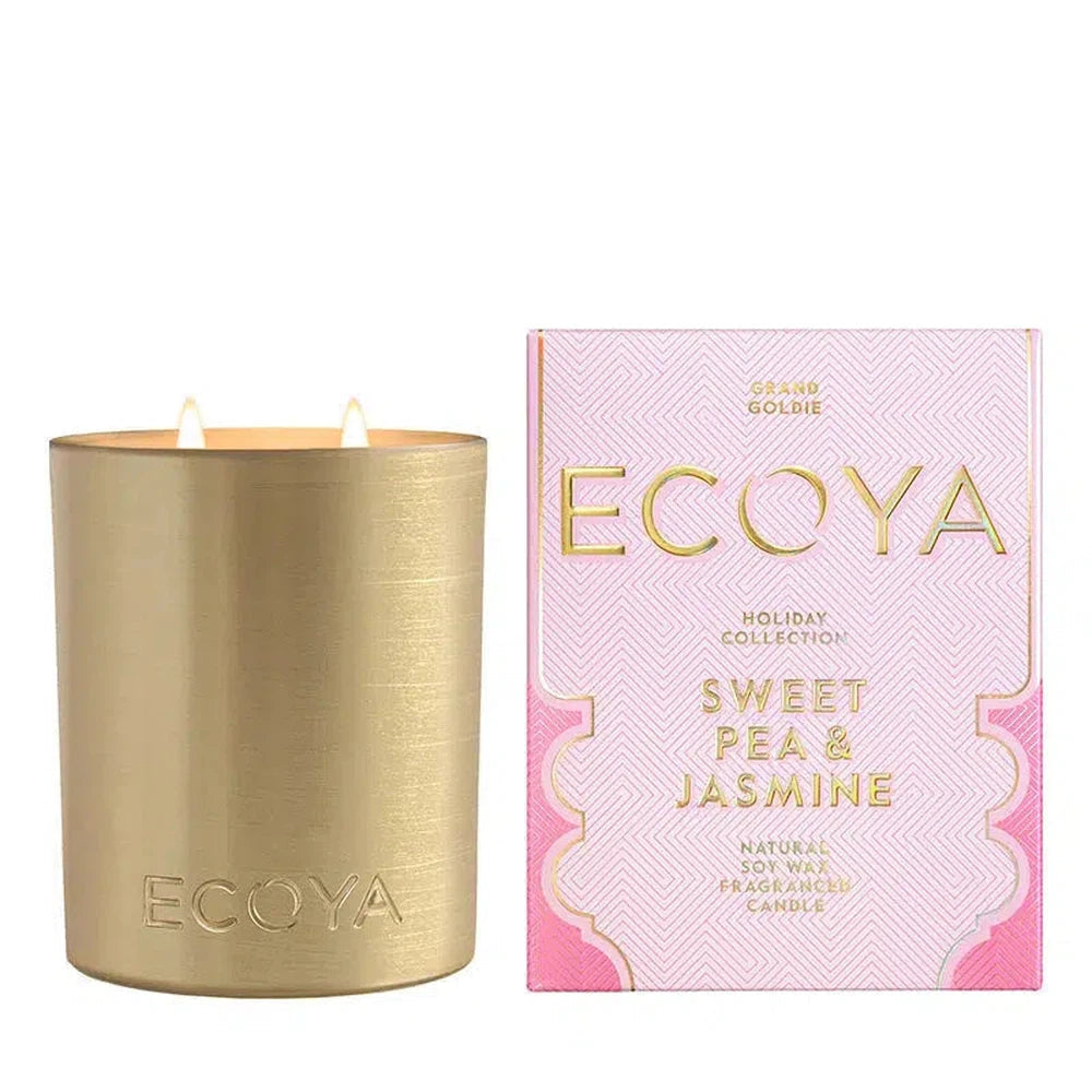 Ecoya Sweet Pea & Jasmine Grand Goldie 850g Candle Limited Edition Christmas 2024-Candles2go