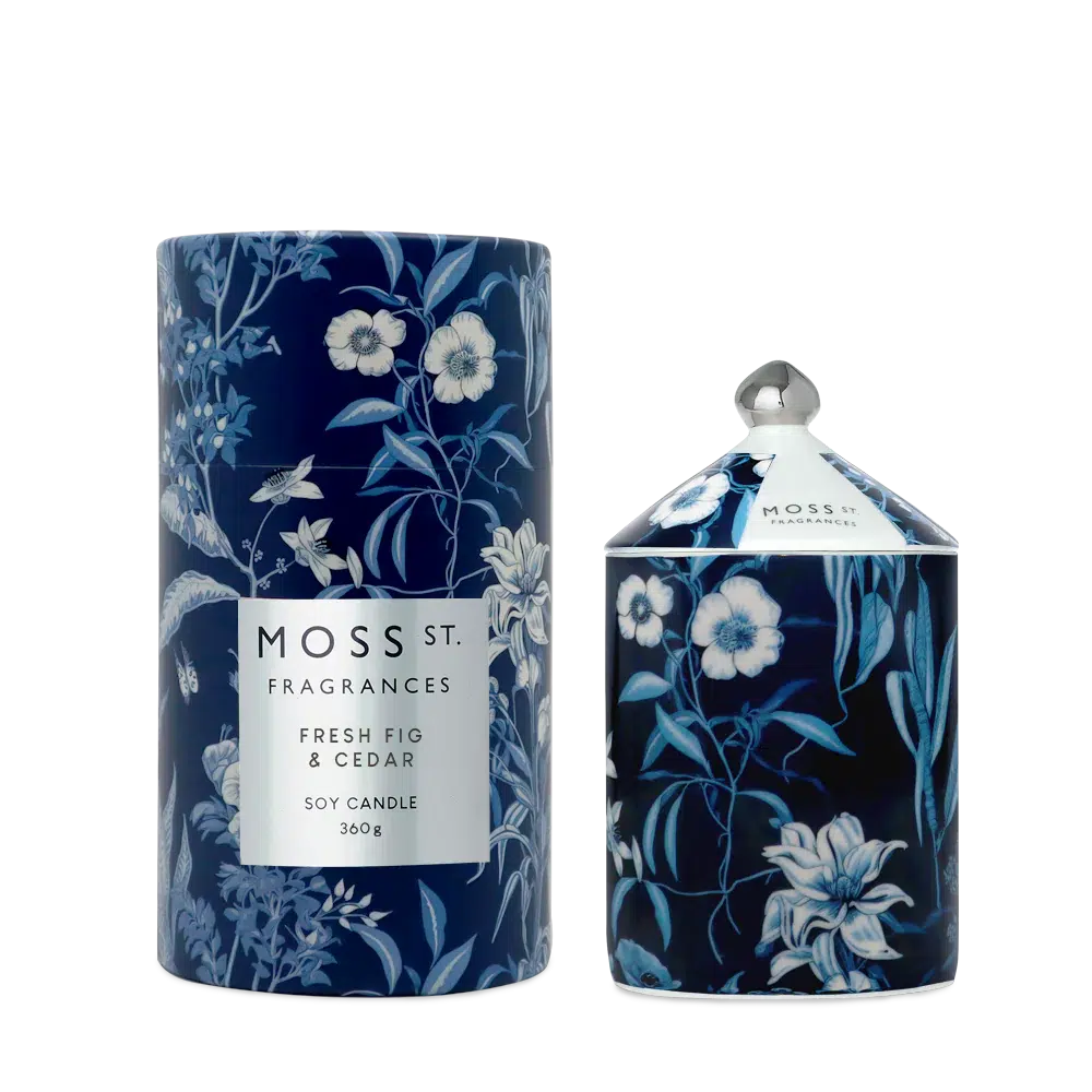 Fresh Fig & Cedar 360g Ceramic Candle by Moss St Ceramics-Candles2go