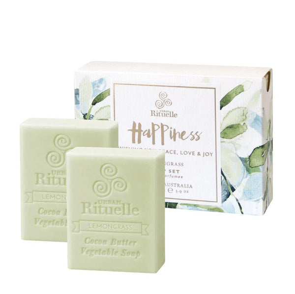 Happiness Pair of 110gm Boxed Lemongrass Soap by Urban Rituelle-Candles2go