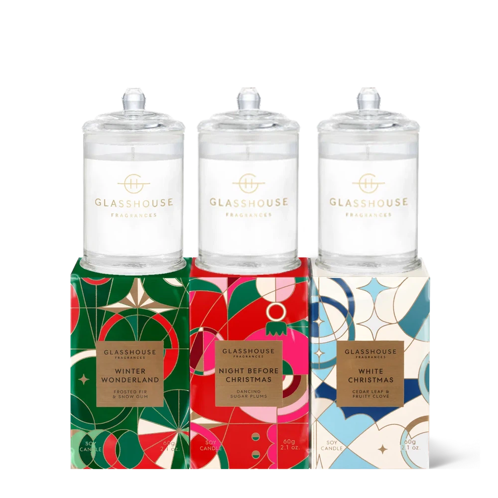 PRE-ORDER ONLINE Christmas Limited Edition Christmas Candle Trio Pack 60g by Glasshouse Fragrances-Candles2go