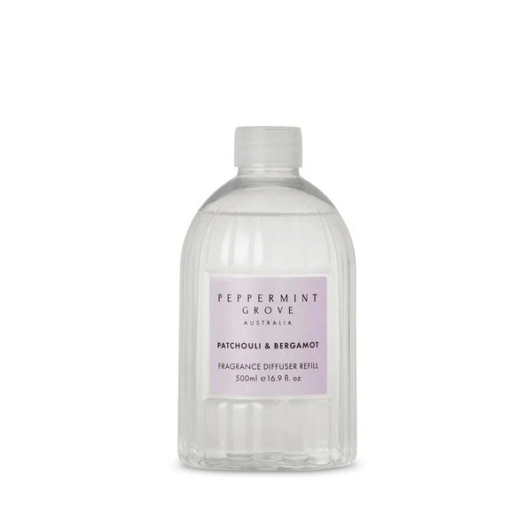 Patchouli & Bergamot Diffuser Refill 500ml by Peppermint Grove-Candles2go