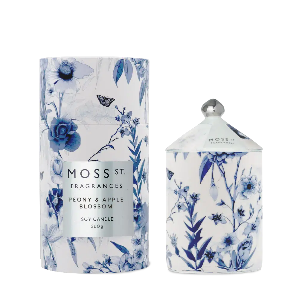 Peony & Apple Blossom 360g Ceramic Candle by Moss St Ceramics-Candles2go