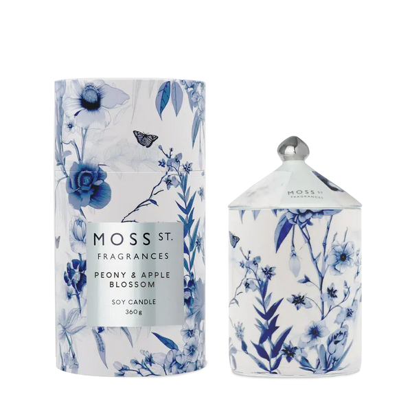 Peony & Apple Blossom 360g Ceramic Candle by Moss St Ceramics-Candles2go