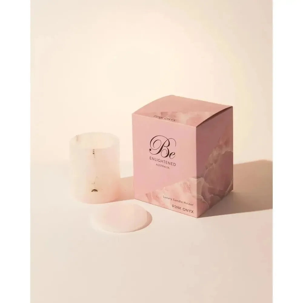 Pink Onyx Luxury Candle Holder by Be Enlightened-Candles2go