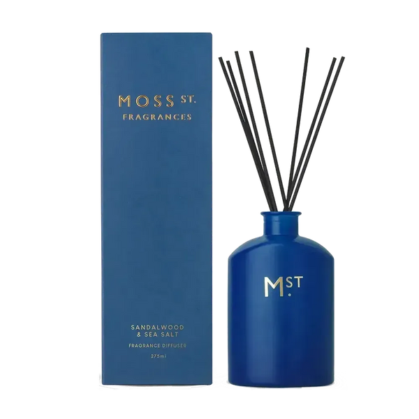 Sandalwood and Sea Salt 275ml Reed Diffuser by Moss St Fragrances-Candles2go