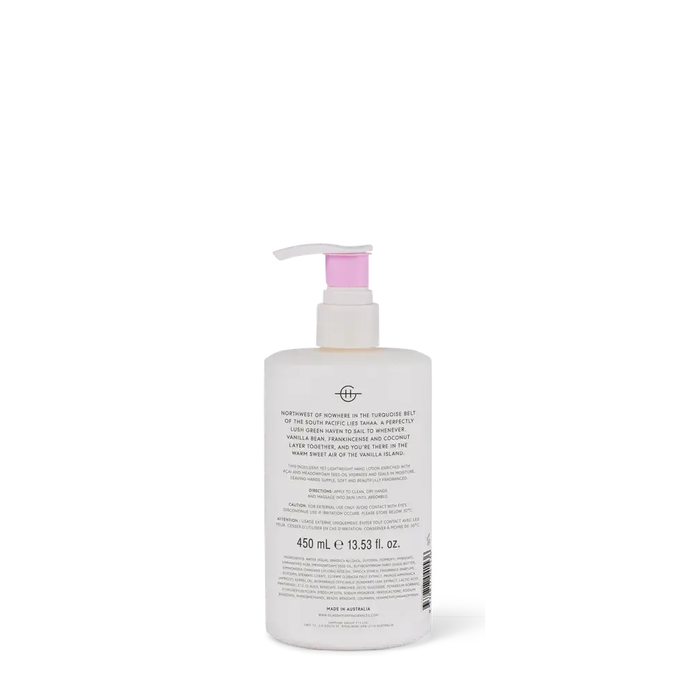 Tahaa Affair 450ml Hand Lotion by Glasshouse Fragrances-Candles2go