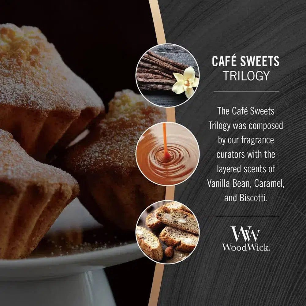 Woodwick Trilogy Candle Cafe Sweets 275g Jar-Candles2go