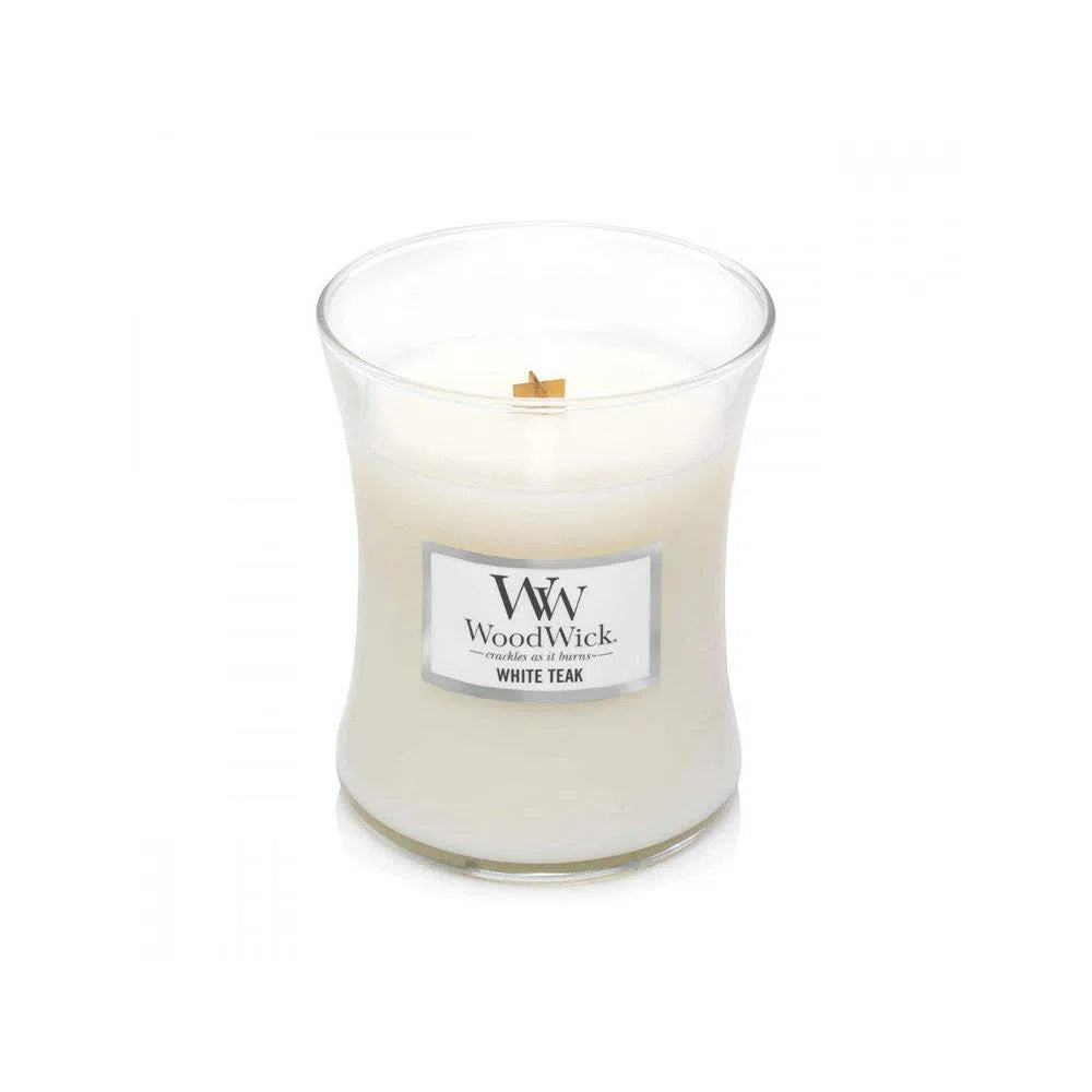 Woodwick White Teak Medium 275g Candle-Candles2go